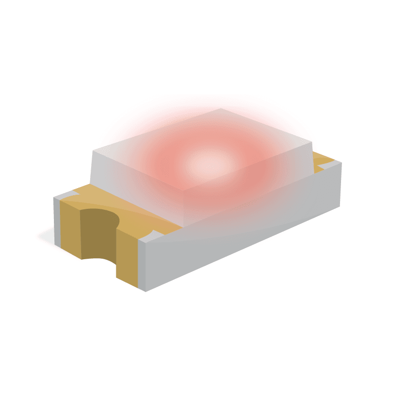 Surface Mount ChipLED Single Color LED, High Efficiency Red, Untinted Diffused, 1.4mm