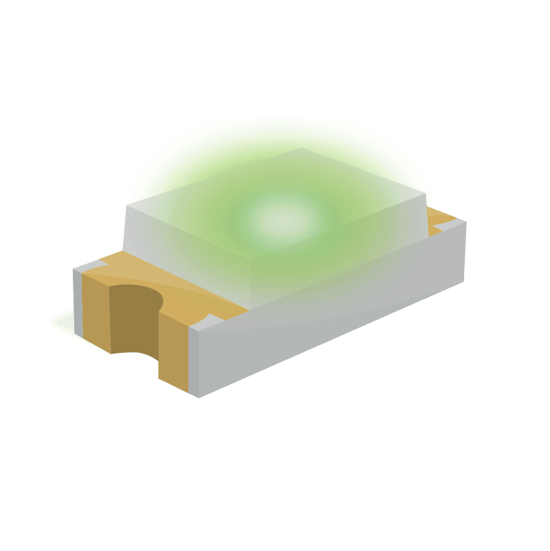 Surface Mount ChipLED Single Color LED, Green, Untinted Diffused, 1mm