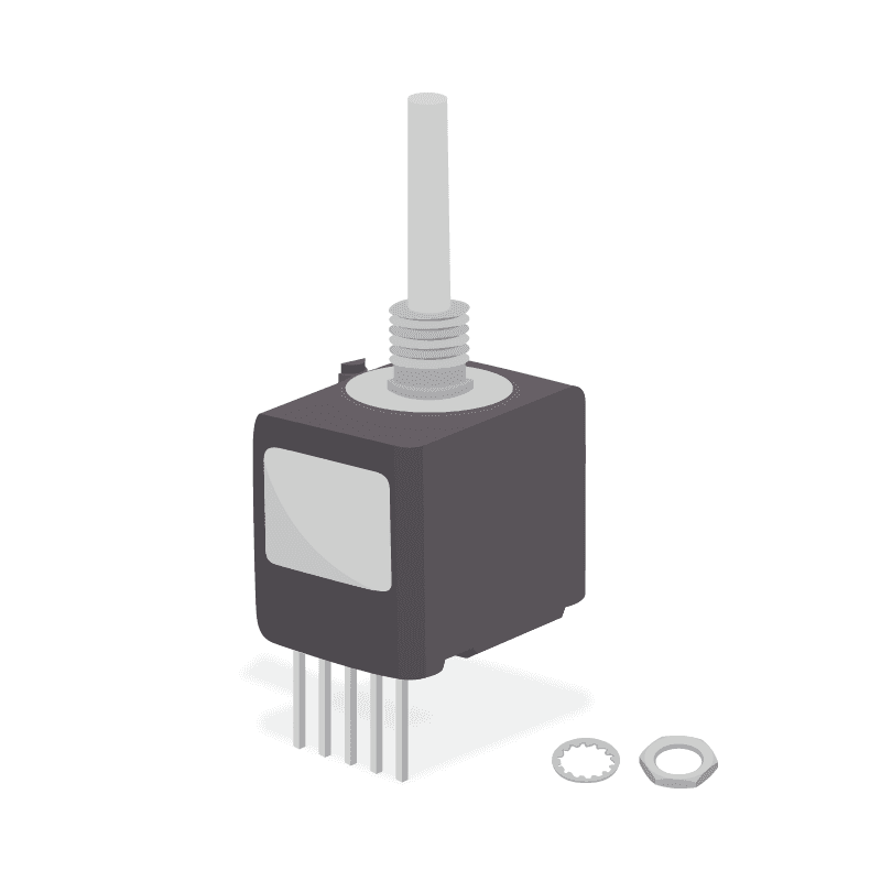 Mechanical Encoder Rotary Incremental Flat 10mN.m Straight Quadrature Digital Square Wave 15PPR Through Hole PC Pin