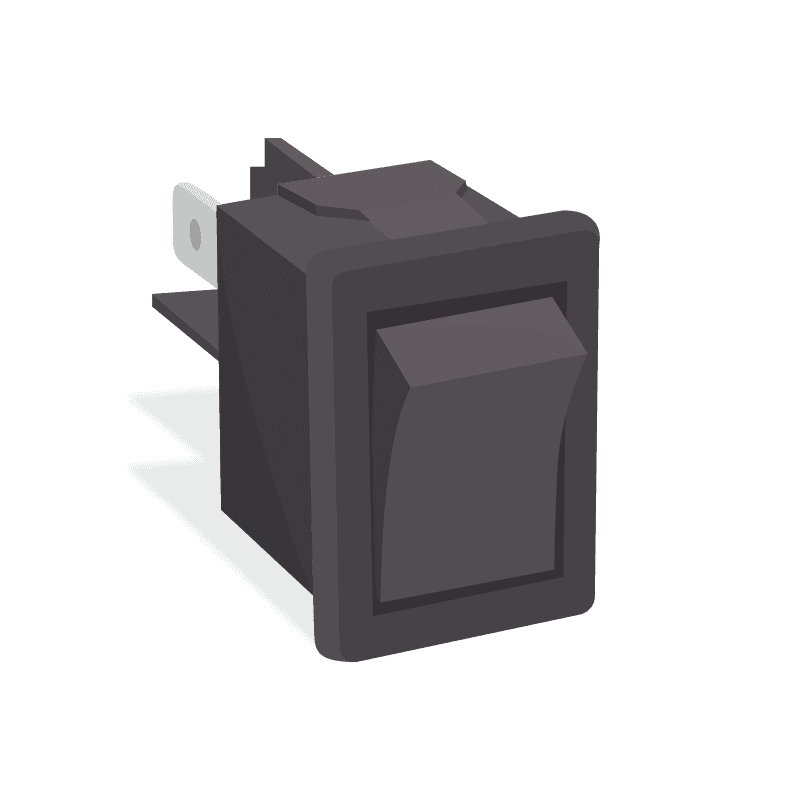 Switch Rocker ON OFF DPST Quick Connect Curved Rocker 96A 250VAC Case