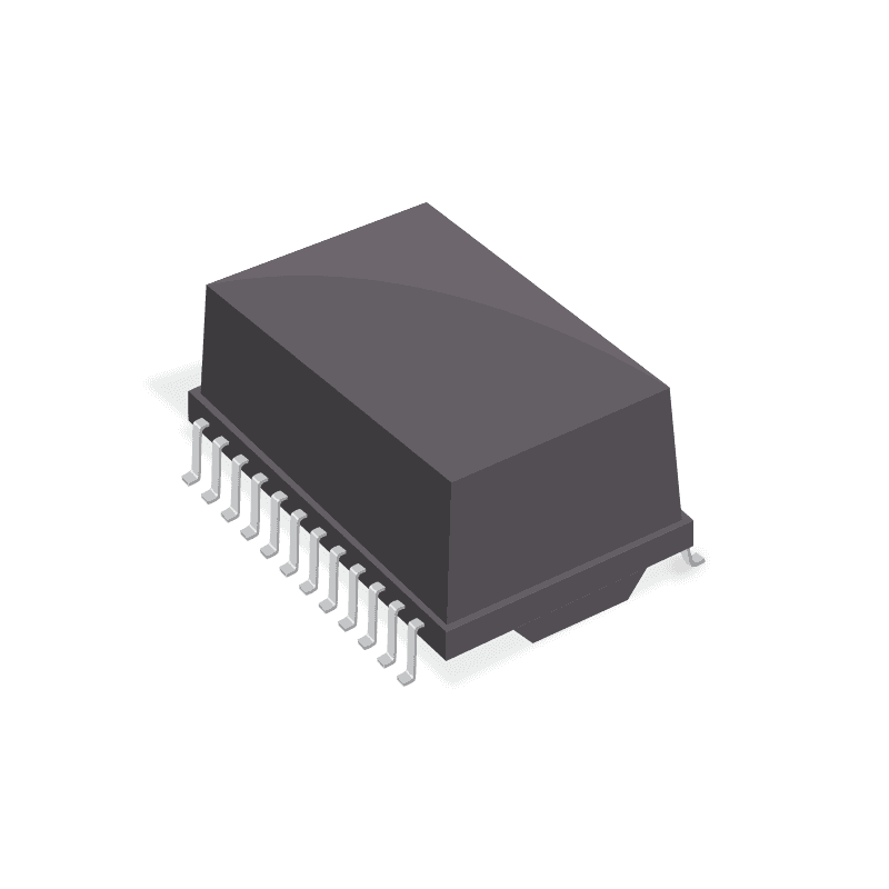 Telecom Transformer 2(1CT: 1CT) 1.1Ohm Prim. DCR 16 Terminal Gull Wing SMD