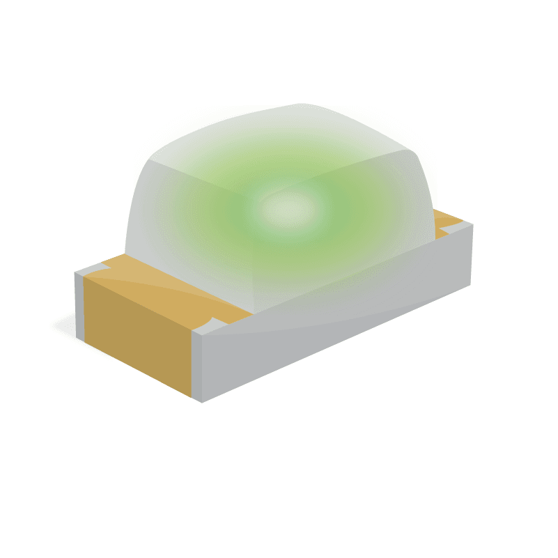 APT1608CGCK Green LED; 570 nm 1608 (0603) Clear; Rectangle Lens SMD package