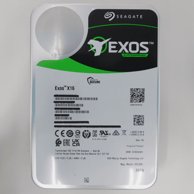 16TB Exos X16 3.5" 7200 RPM SATA III Hard Disk Drive